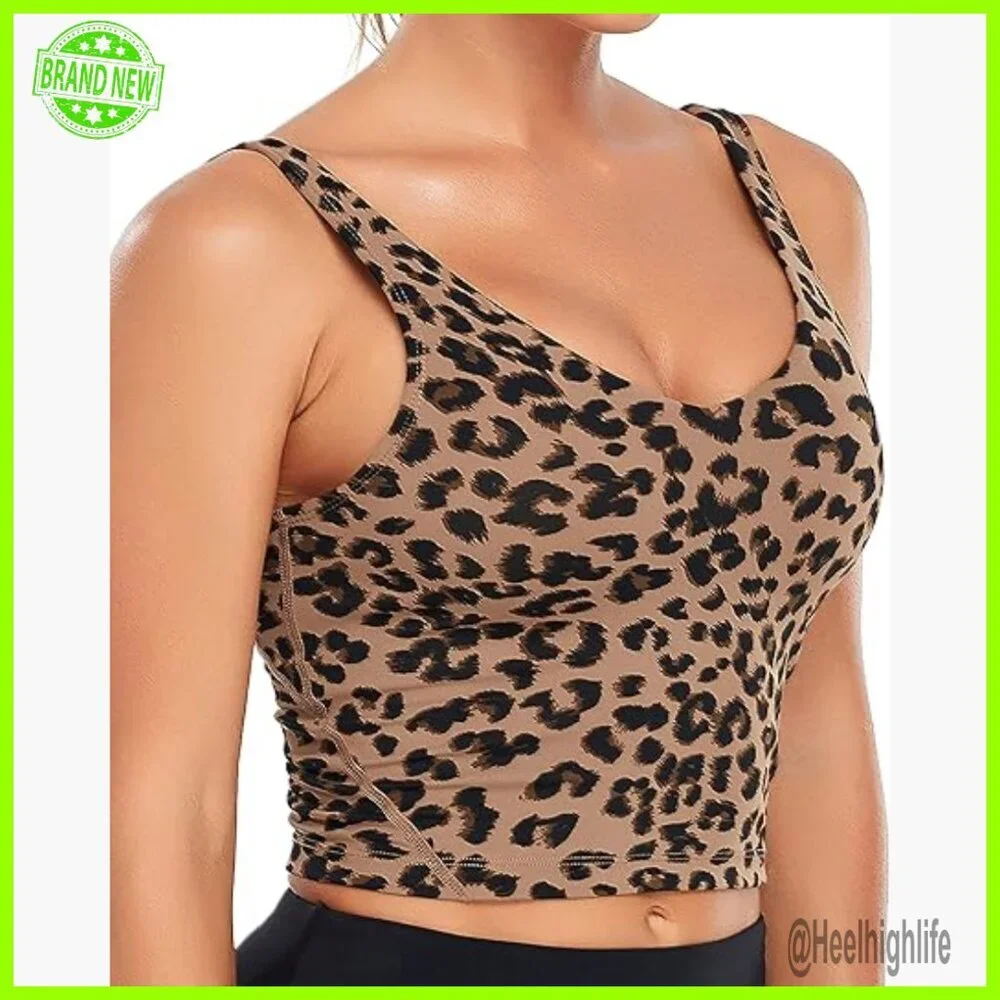 Longline Sports Bra Crop Top Padded Removable Yoga Workout Tank